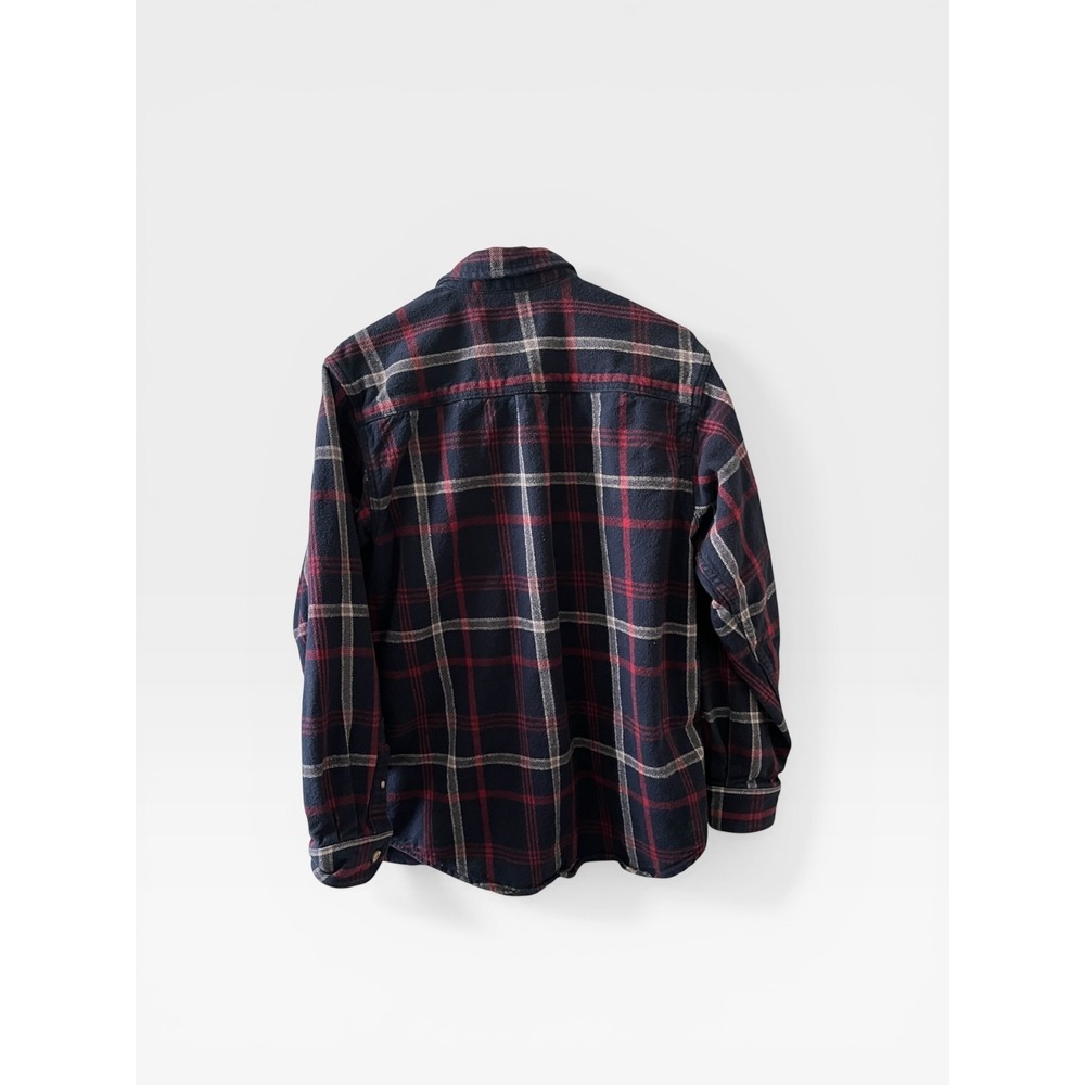 Moose Creek Mens Large Tall Flannel Shirt Navy Red Plaid Cotton Button Down - Picture 3 of 10